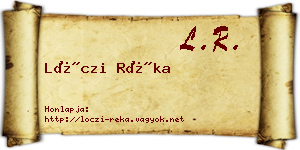 Lóczi Réka névjegykártya